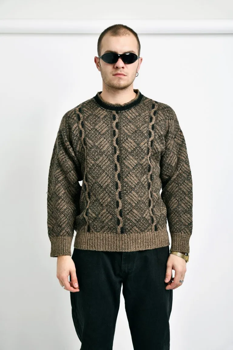 80s retro sweater mens brown