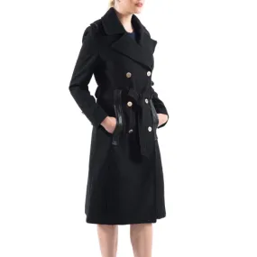 Alpine Swiss Womens Trench Coat Wool Double Breast Jacket Gold Buttons With Belt