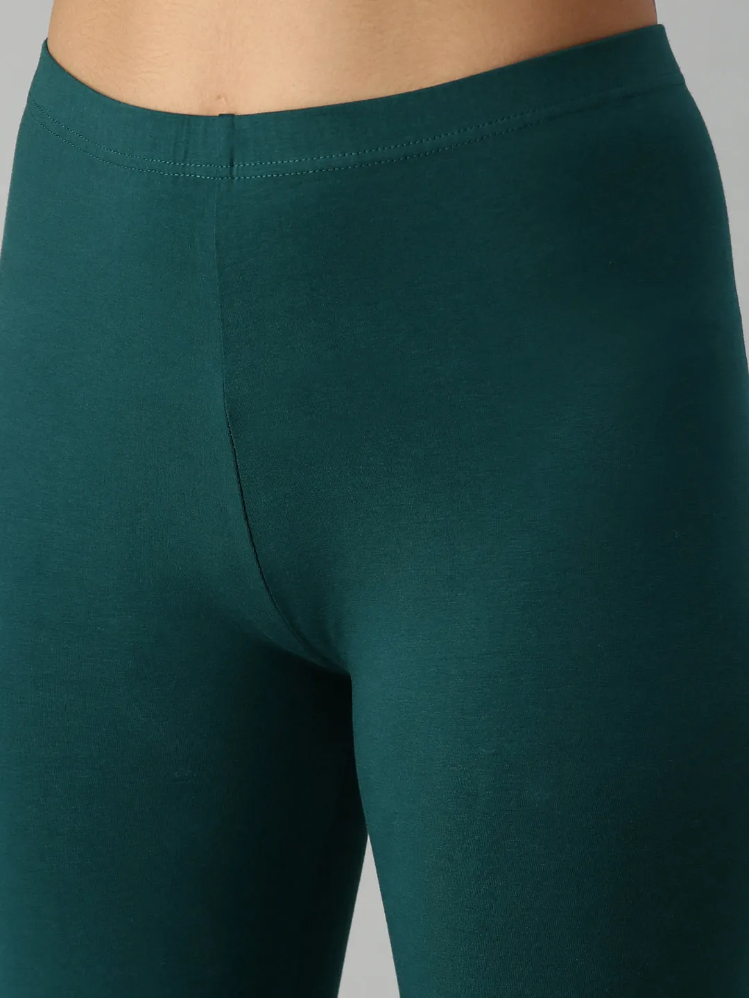 Ankle Length Leggings Cotton-Bottle Green