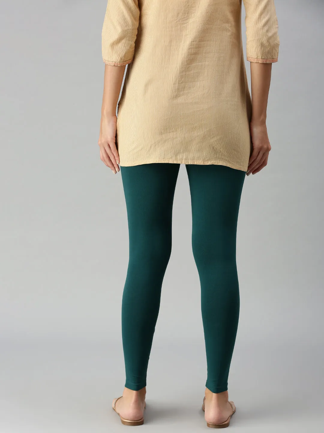 Ankle Length Leggings Cotton-Bottle Green