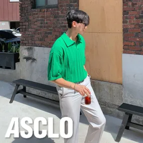 ASCLO  |Stripes Casual Style Unisex Street Style Plain Cotton