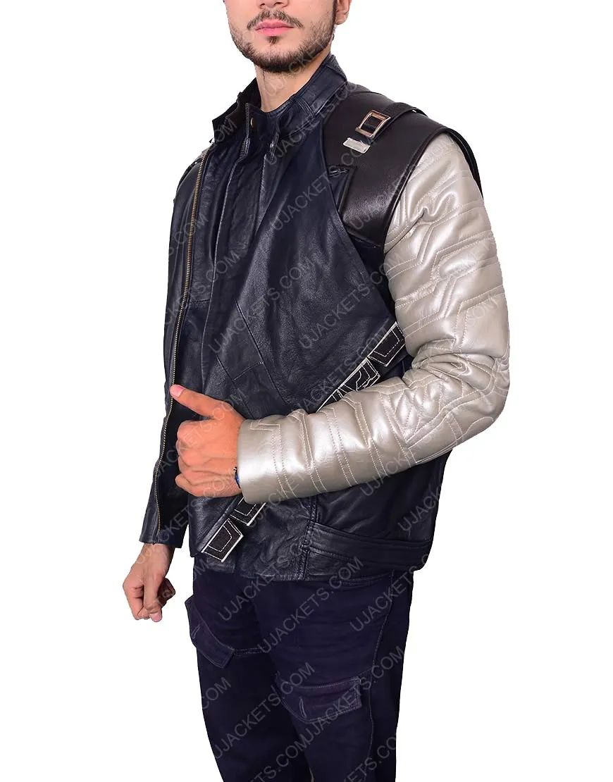 Avengers Infinity War Sebastian Stan White Wolf Leather Jacket