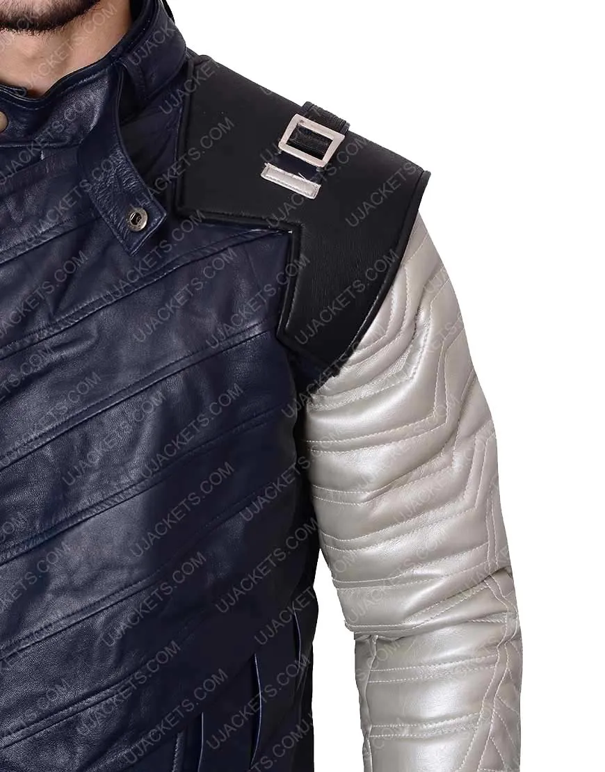 Avengers Infinity War Sebastian Stan White Wolf Leather Jacket