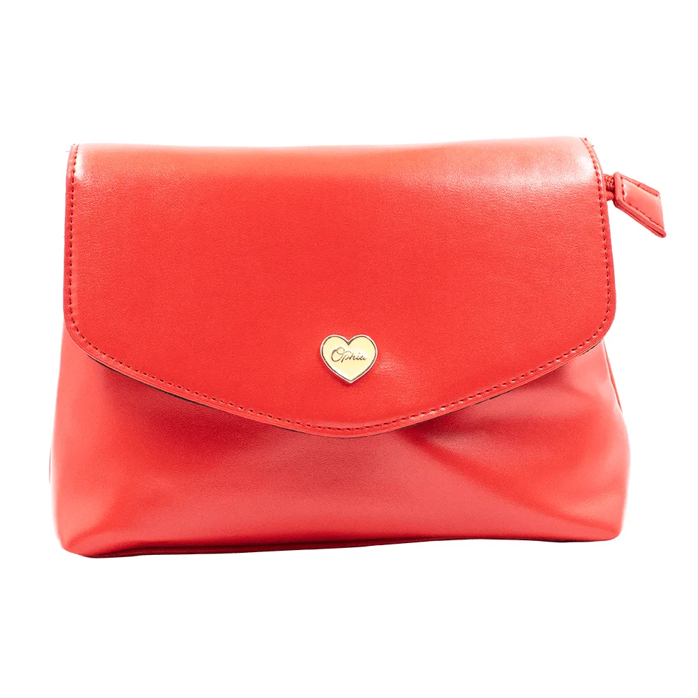 Bag- Red Pu X-Body W/Magnet Heart Closure Ophia