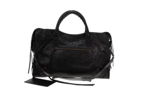 Balenciaga Black Crinkled Leather City Bag