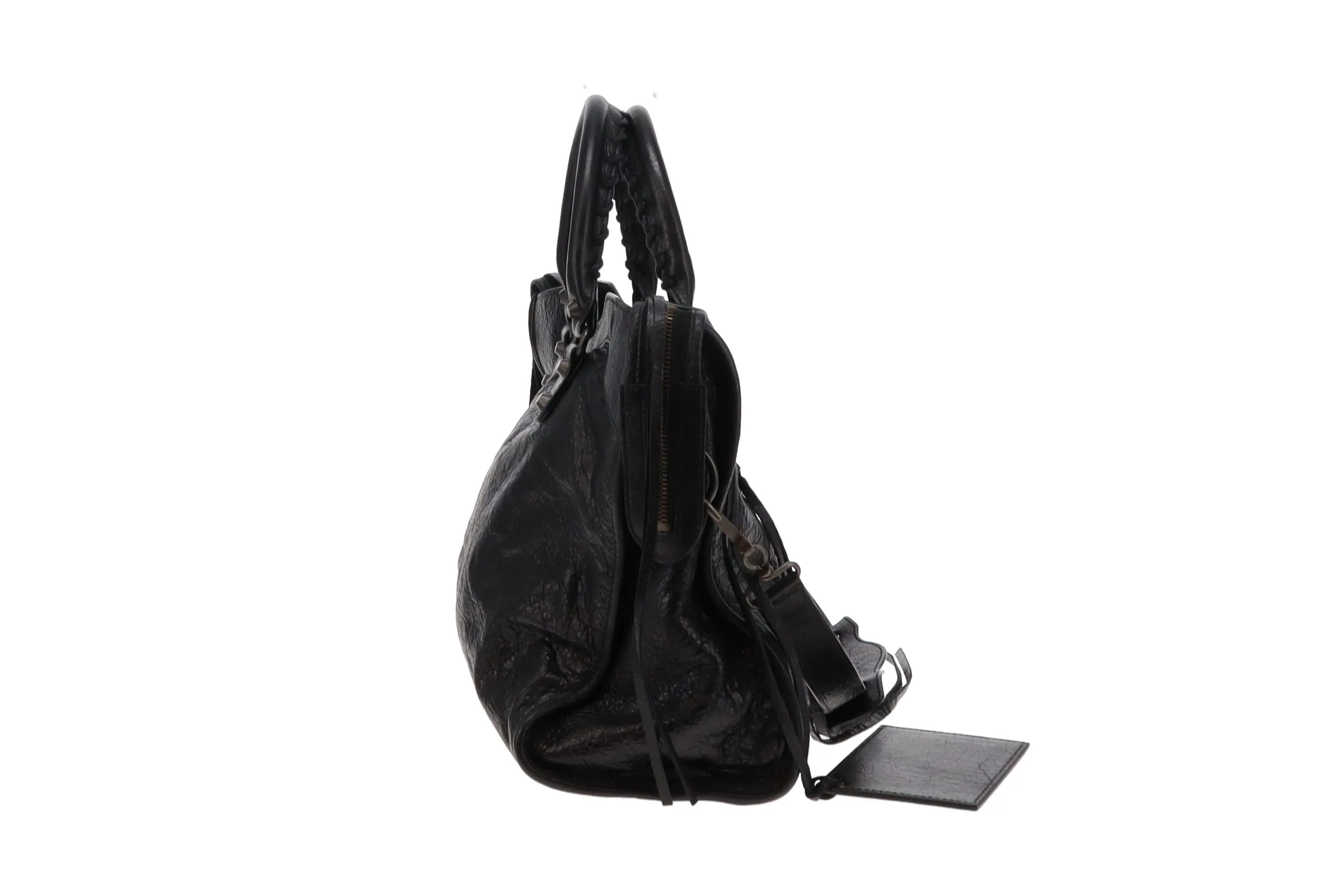 Balenciaga Black Crinkled Leather City Bag