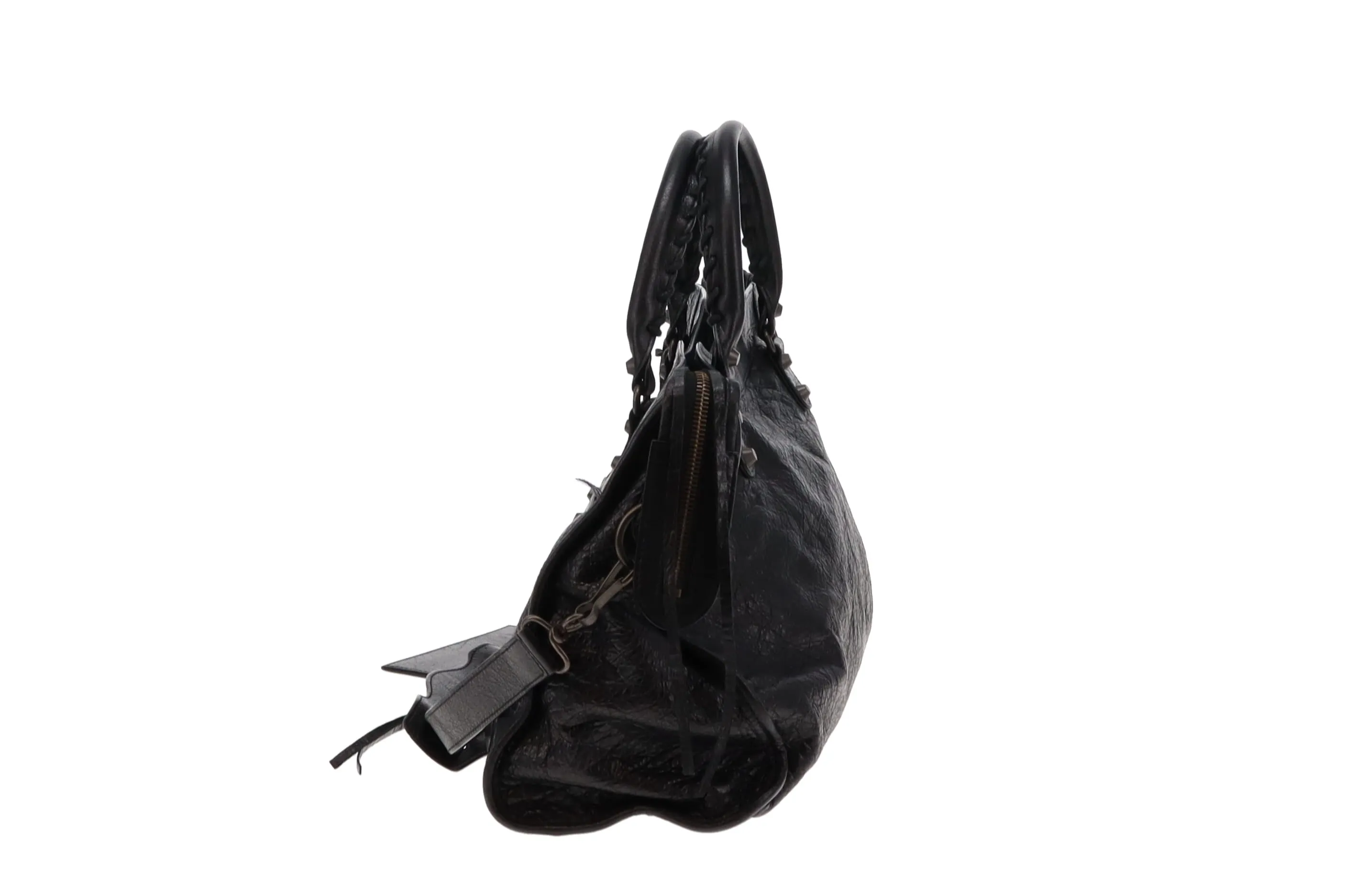 Balenciaga Black Crinkled Leather City Bag