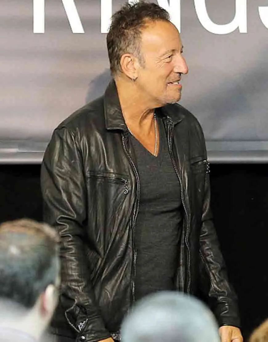 Barnes & Noble Braces Bruce Springsteen Leather Jacket - UJackets