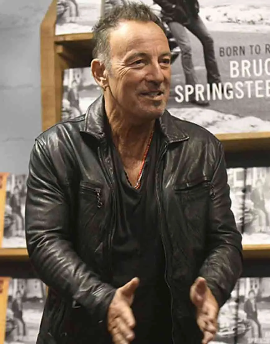 Barnes & Noble Braces Bruce Springsteen Leather Jacket - UJackets