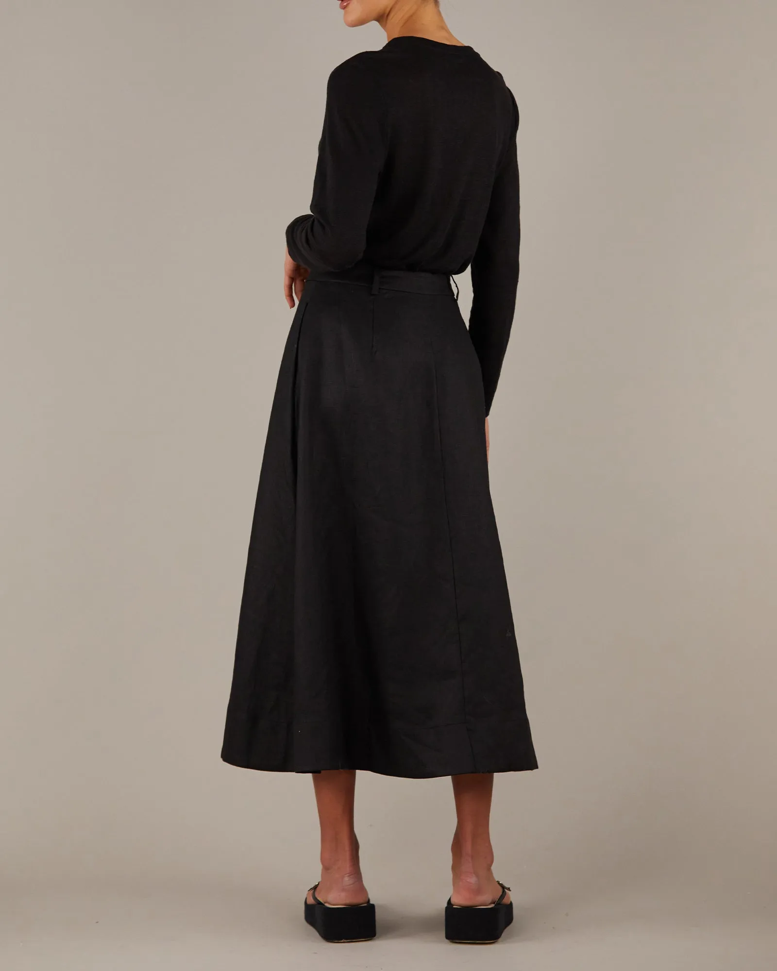 Barossa Linen Skirt - Black