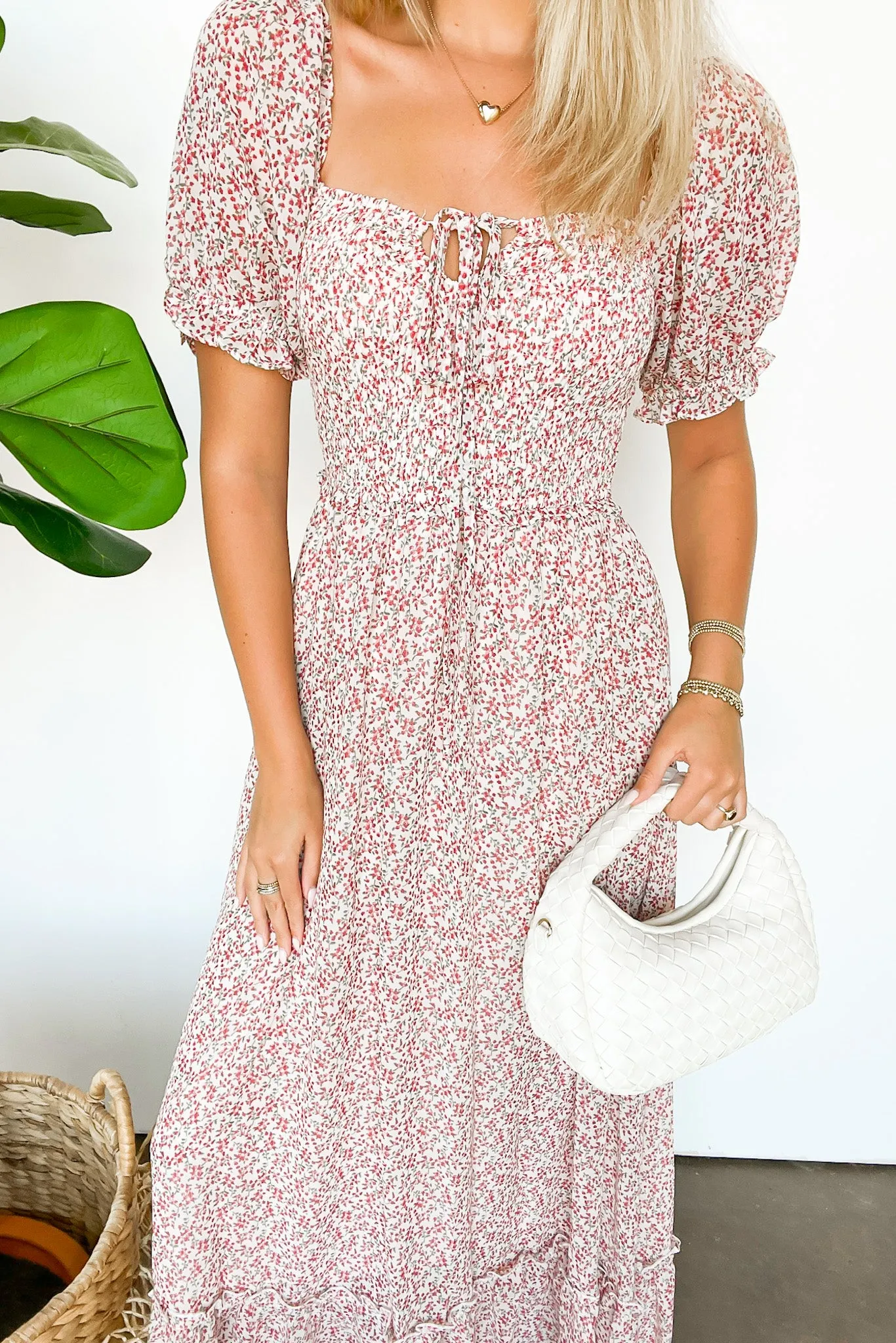 Beautifully Decadent Smocked Floral Maxi Dress