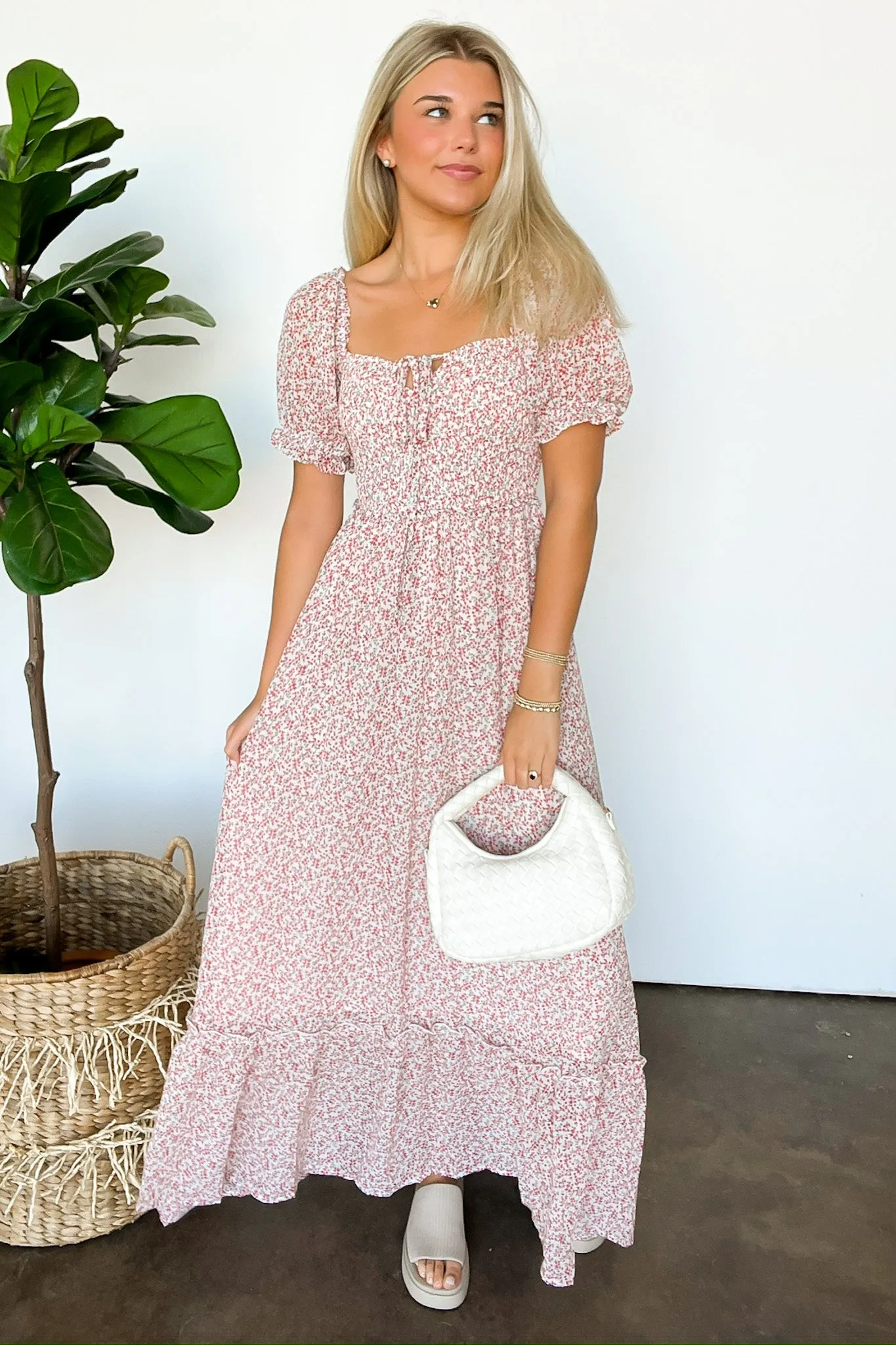 Beautifully Decadent Smocked Floral Maxi Dress