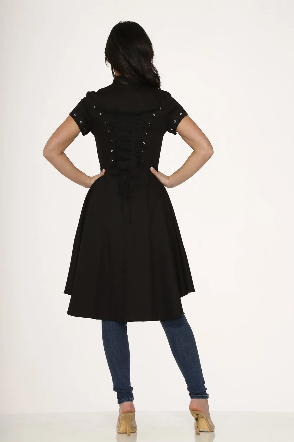 Black Brocade Hi Low Dress