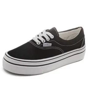 Black casual thread accents canvas shoe sneaker