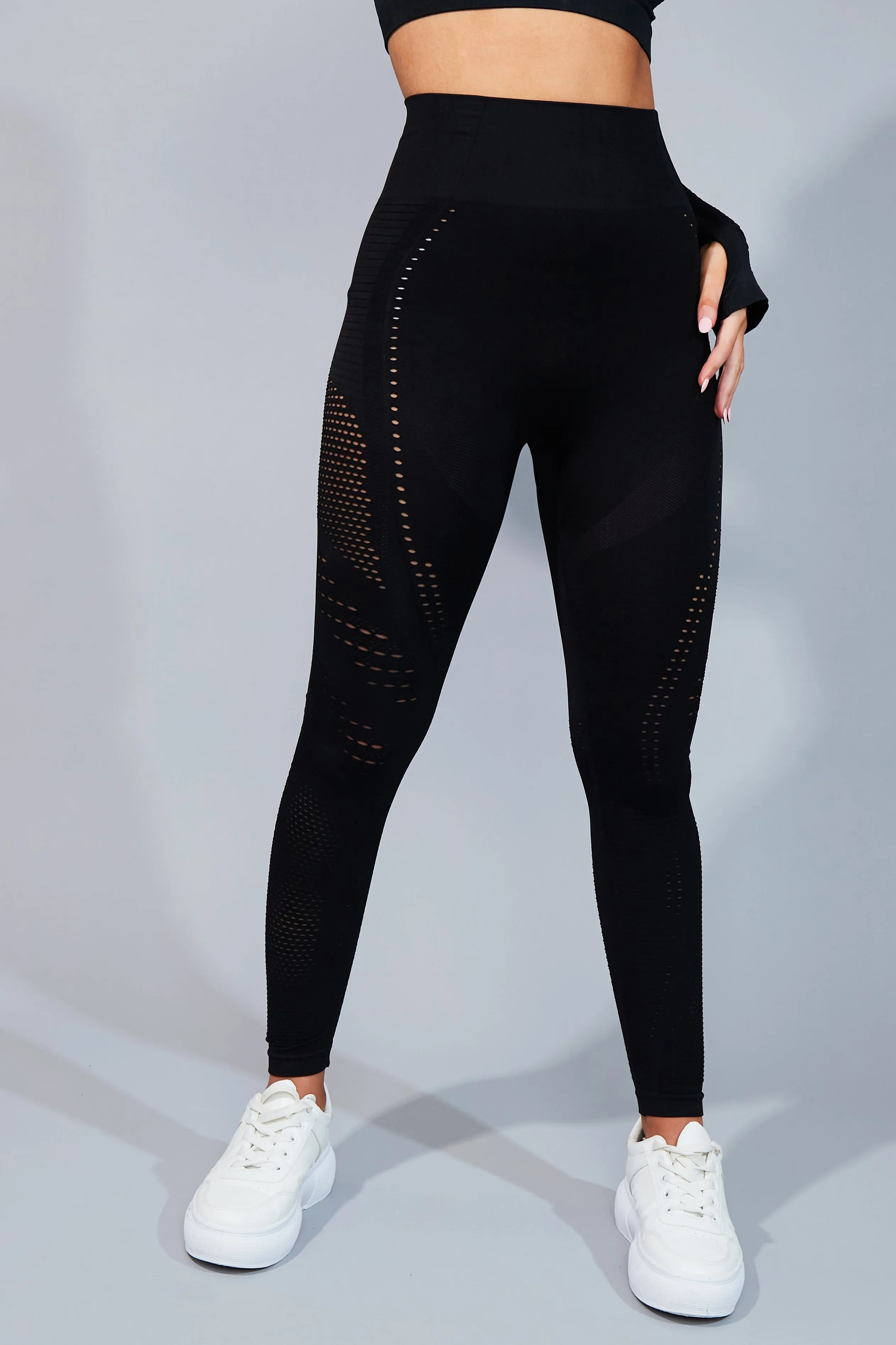 Black Cut Out Gym Leggings - Elodie