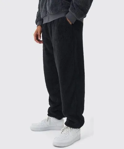 boohoo Mens Oversized Teddy Borg Cuffed Sweatpants