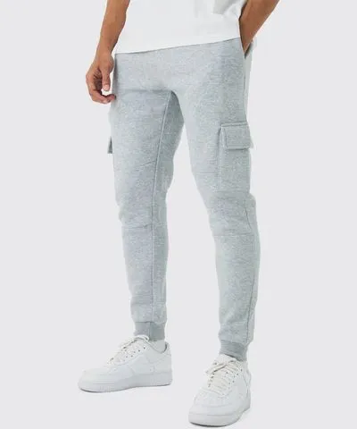 boohoo Mens Skinny Fit Paneled Cargo Sweatpants