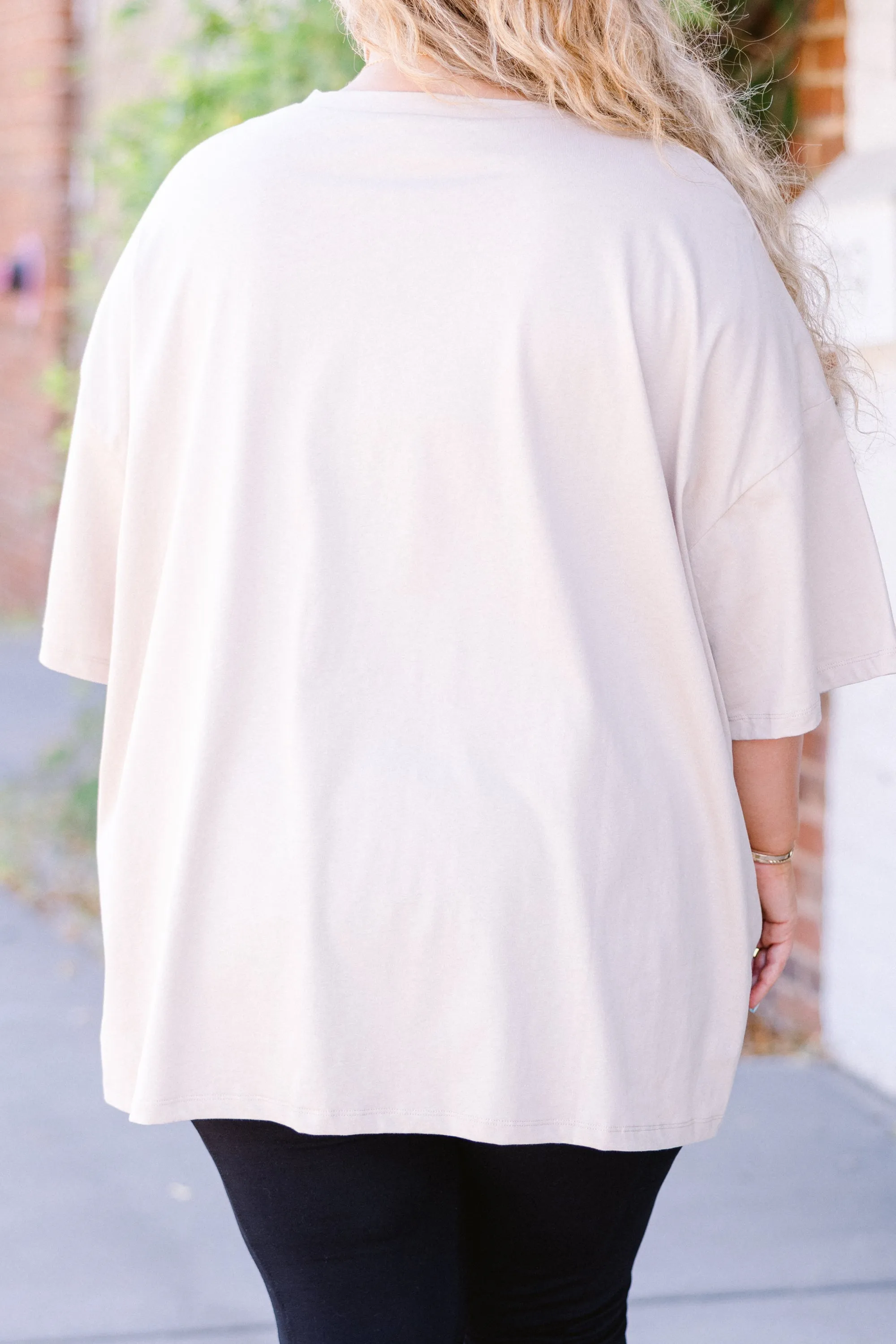 Books And Coffee Boyfriend Tee, Light Mocha