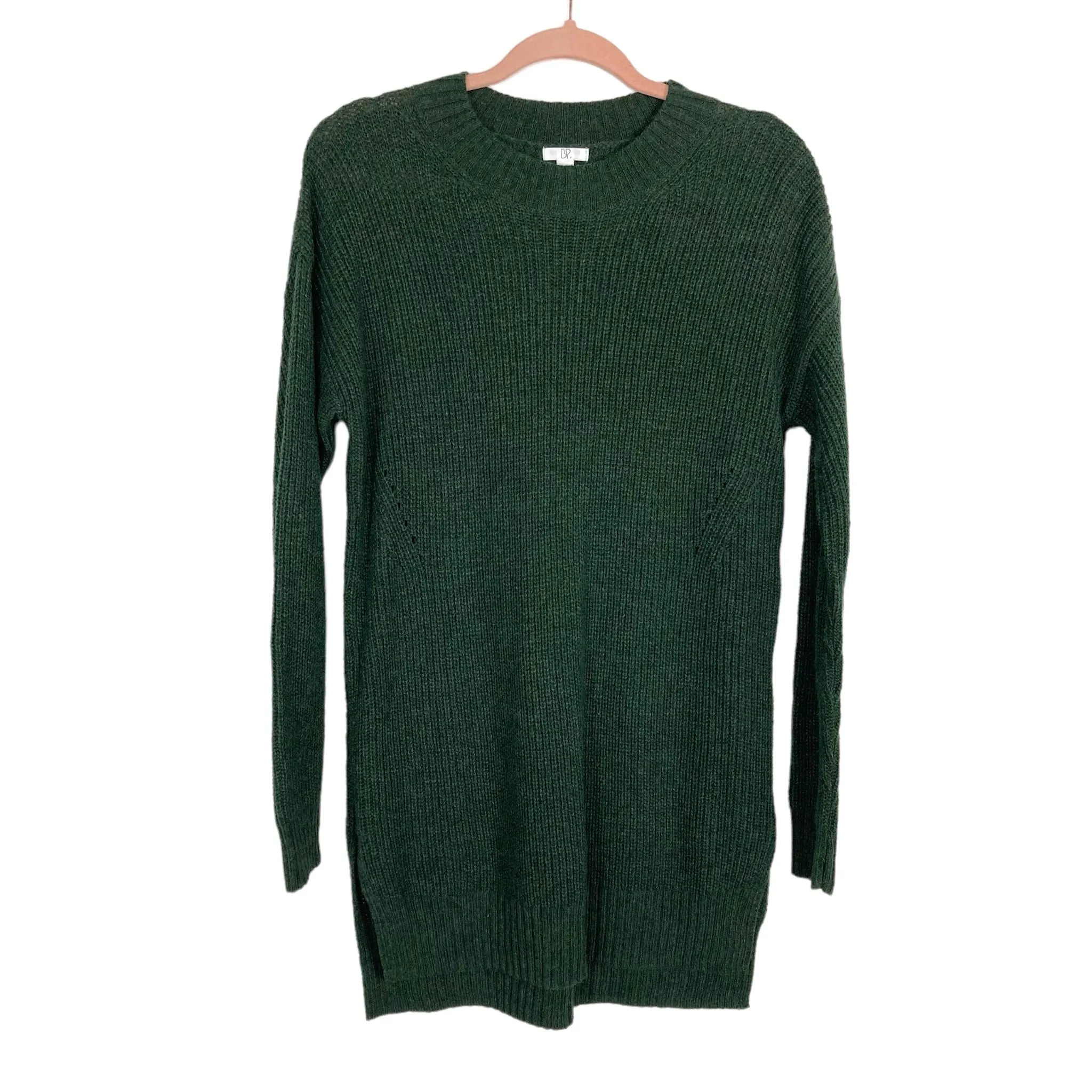 BP Hunter Green Open Knit with Side Slits Tunic Sweater- Size XS (sold out online)