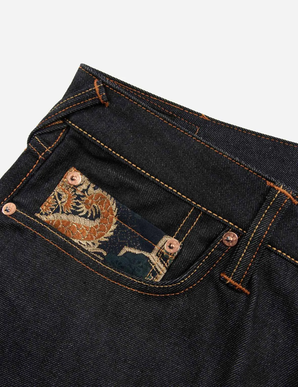 Brocade and Seagull Multi-Pocket Carrot Fit Jeans #2017