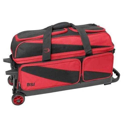 BSI 3 Ball Triple Roller Bowling Bag Black Red