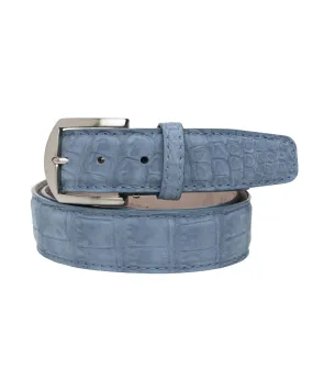 Buffed American Alligator Belt in Caribbean Blue