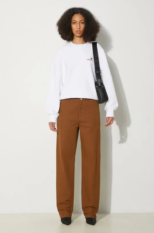 Carhartt WIP cotton trousers Pierce Pant Straight brown color I032966.HZ02