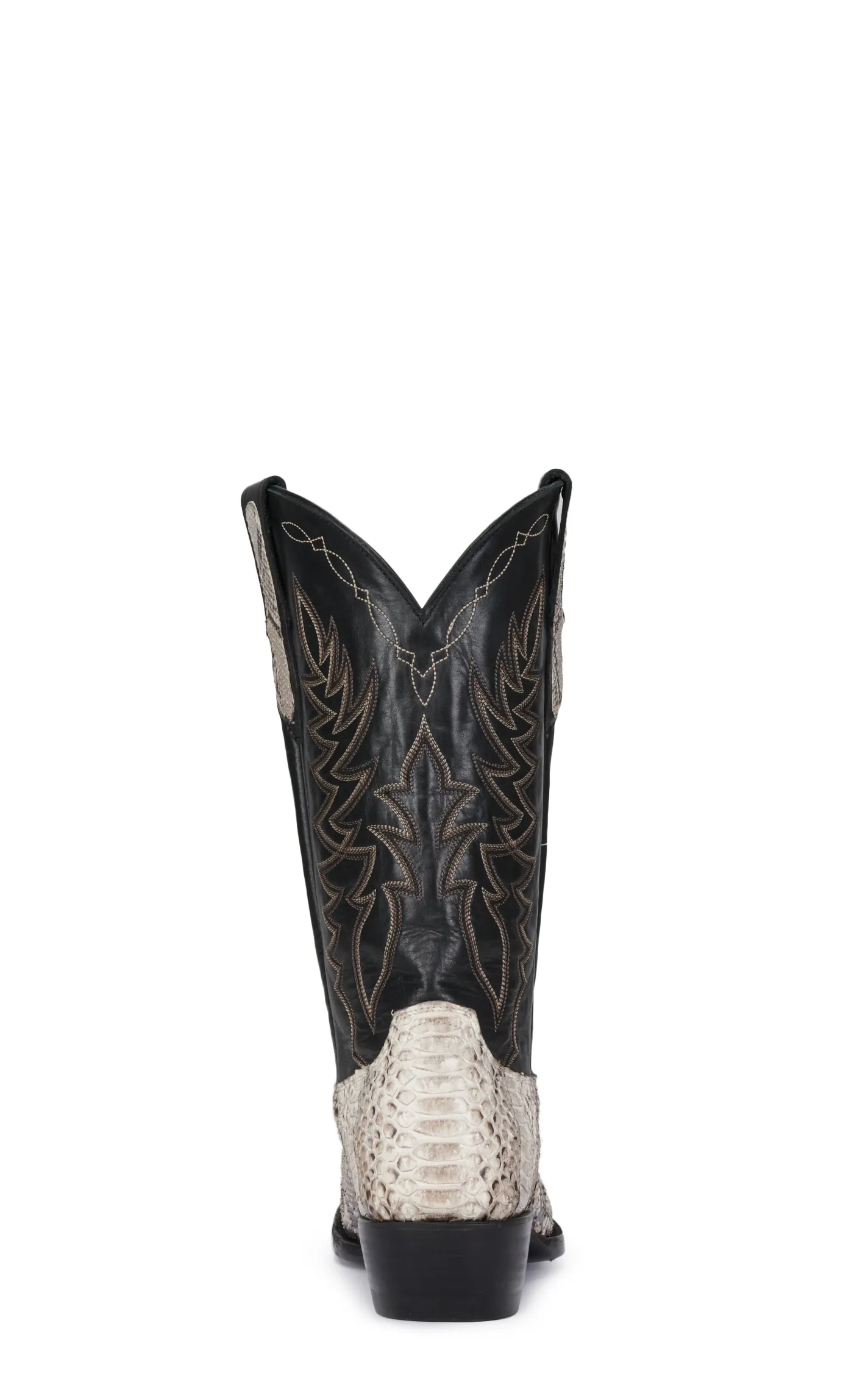 Cavender's Men's Black and Lamesa Natural Python R Toe Exotic Cowboy Boots