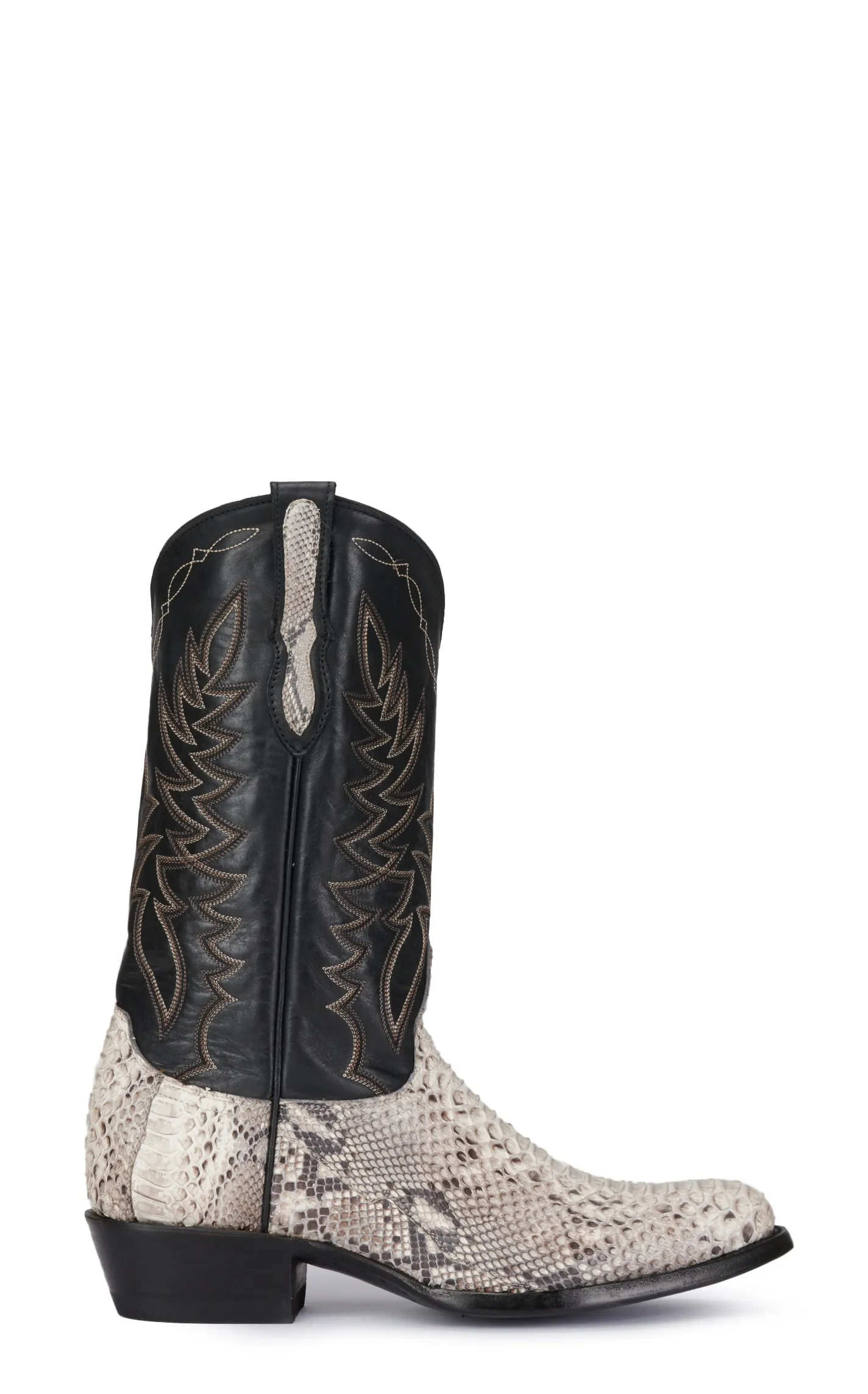 Cavender's Men's Black and Lamesa Natural Python R Toe Exotic Cowboy Boots