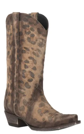 Cavender's Women's Honey Leopard Print Triad Snip Toe Cowboy Boots