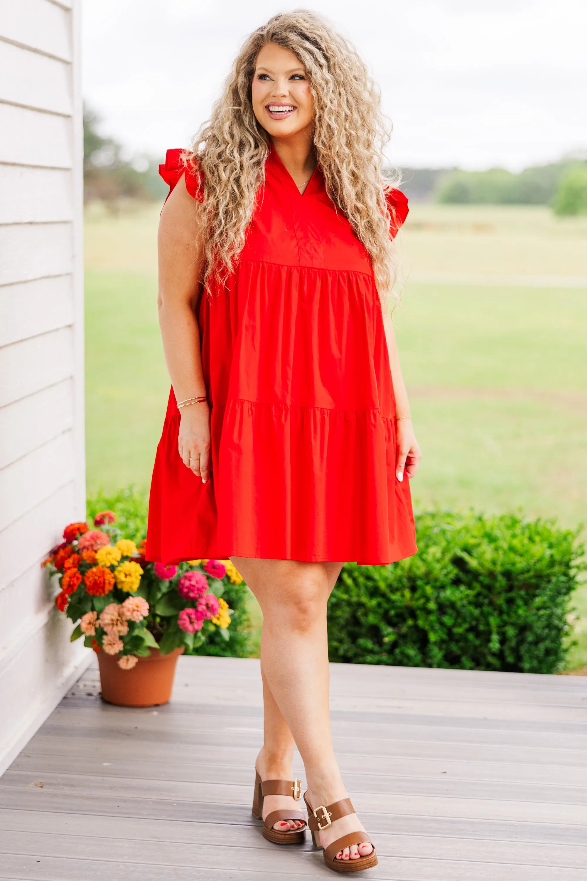 Charmingly Cute Dress, Red