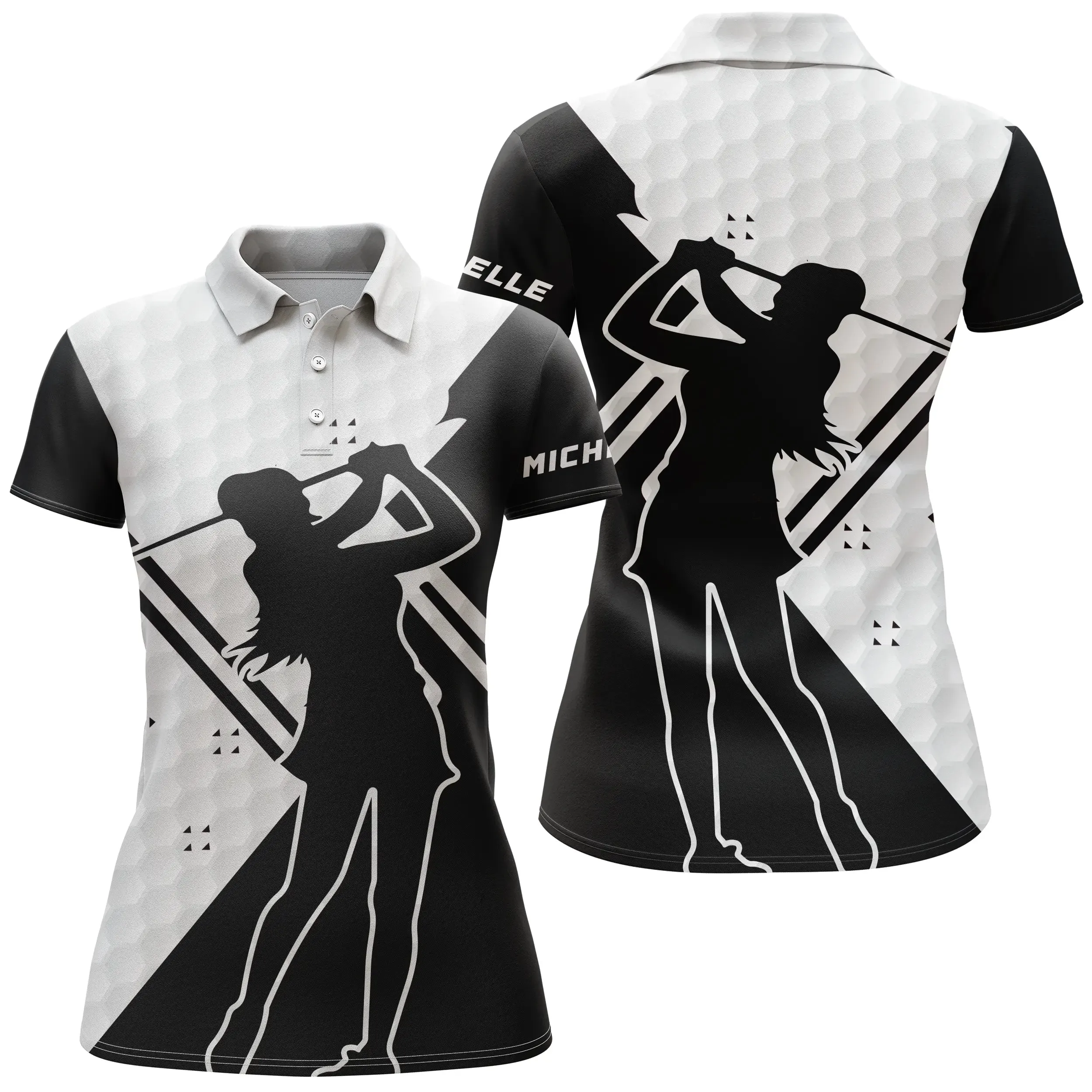 Chiptshirts - Polo De Golf, Blanc et Noir, Cadeau Personnalisé Pour Fans De Golf, Polo de Sport Homme et Femme, Motifs Balle De 