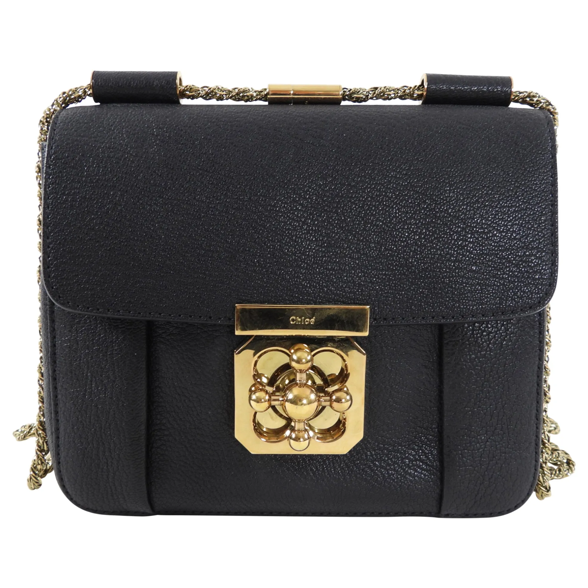 Chloe Black Grained Leather Elsie Chain Bag