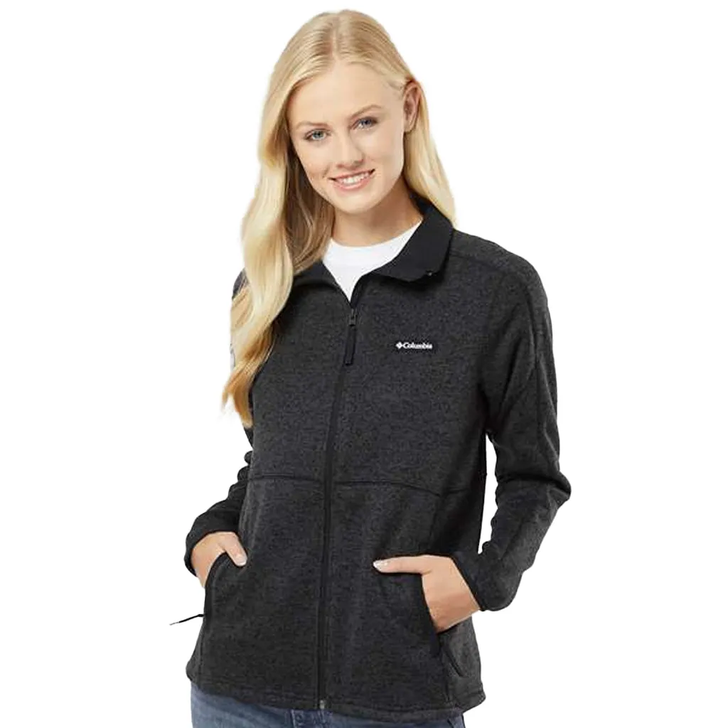 Columbia Women's Black Heather Sweater Weather Fleece Full-Zip