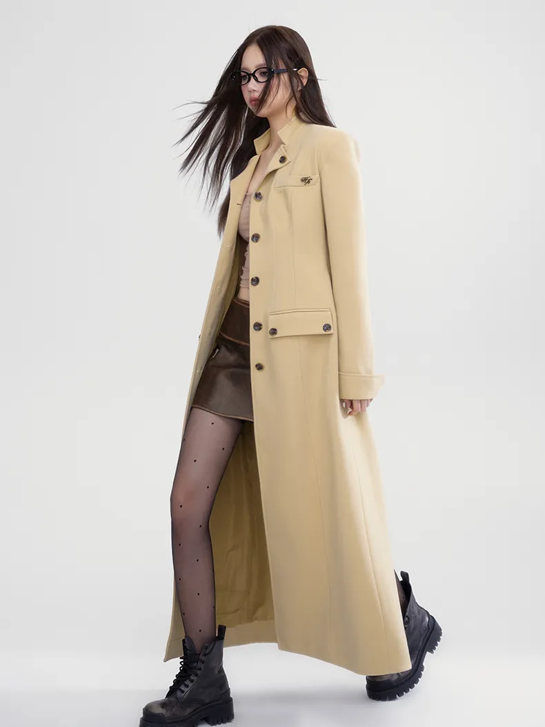 Curve Classy Wool Formal Flare Plain Long-Coat