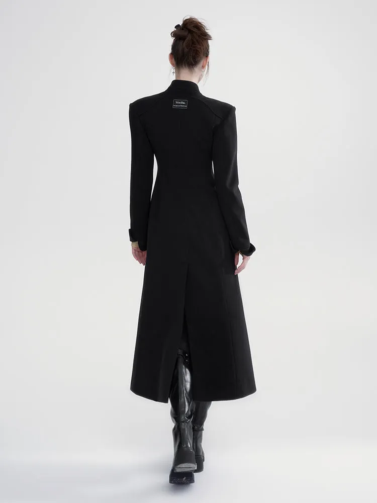 Curve Classy Wool Formal Flare Plain Long-Coat