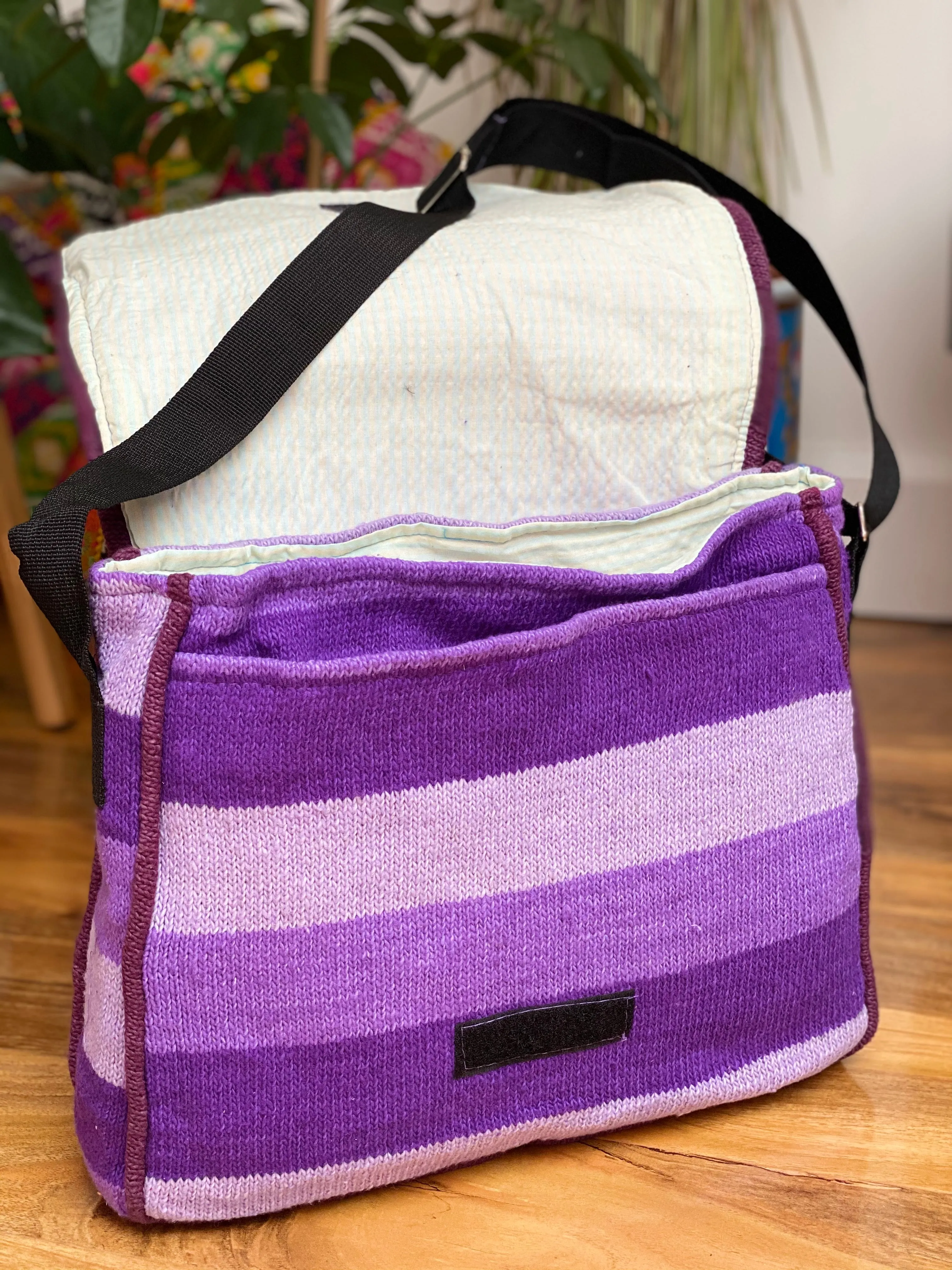 DELICIOUS COTTON PURPLE SATCHEL / SHOULDER BAG