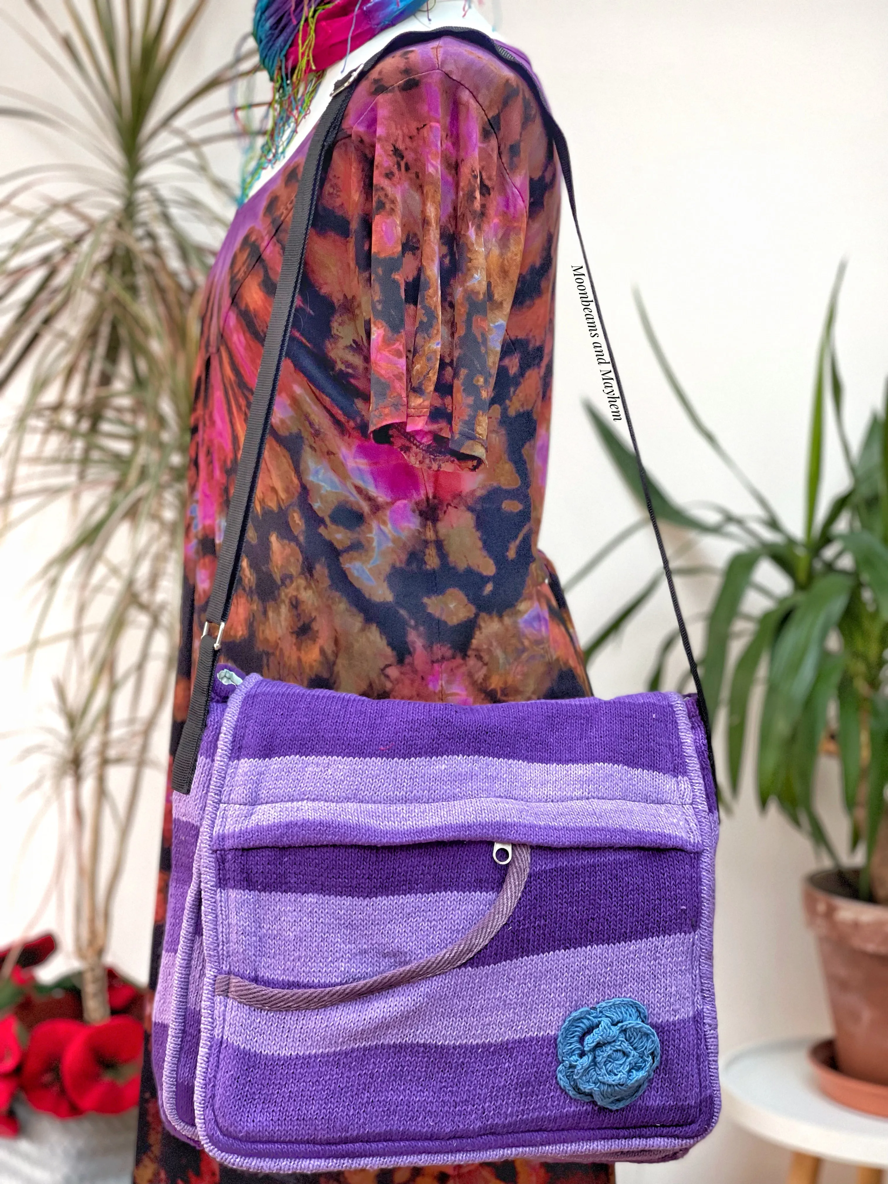 DELICIOUS COTTON PURPLE SATCHEL / SHOULDER BAG