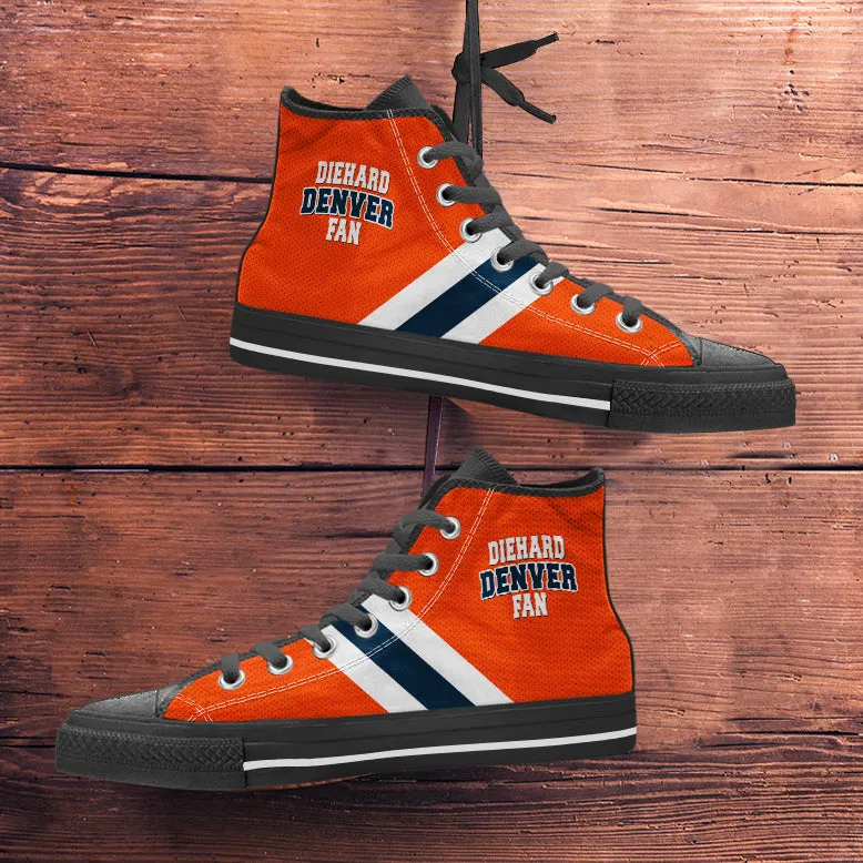 Diehard Denver Fan Sports High Top Shoes Orange Black