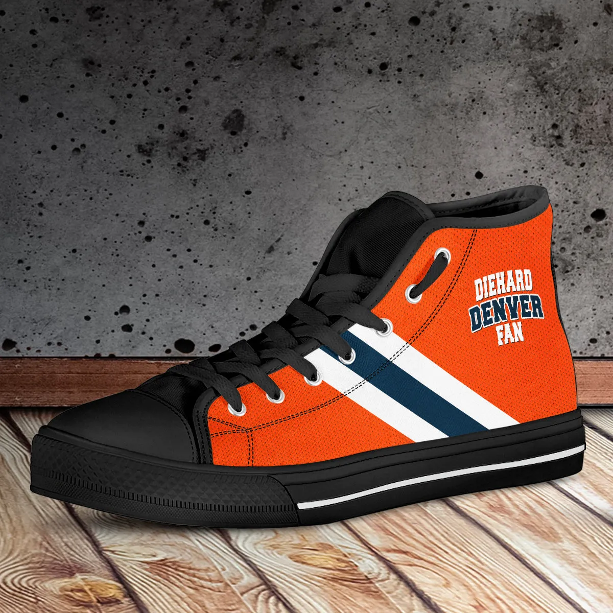 Diehard Denver Fan Sports High Top Shoes Orange Black