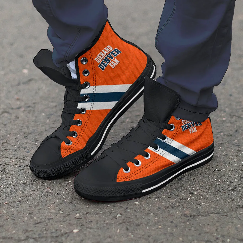 Diehard Denver Fan Sports High Top Shoes Orange Black