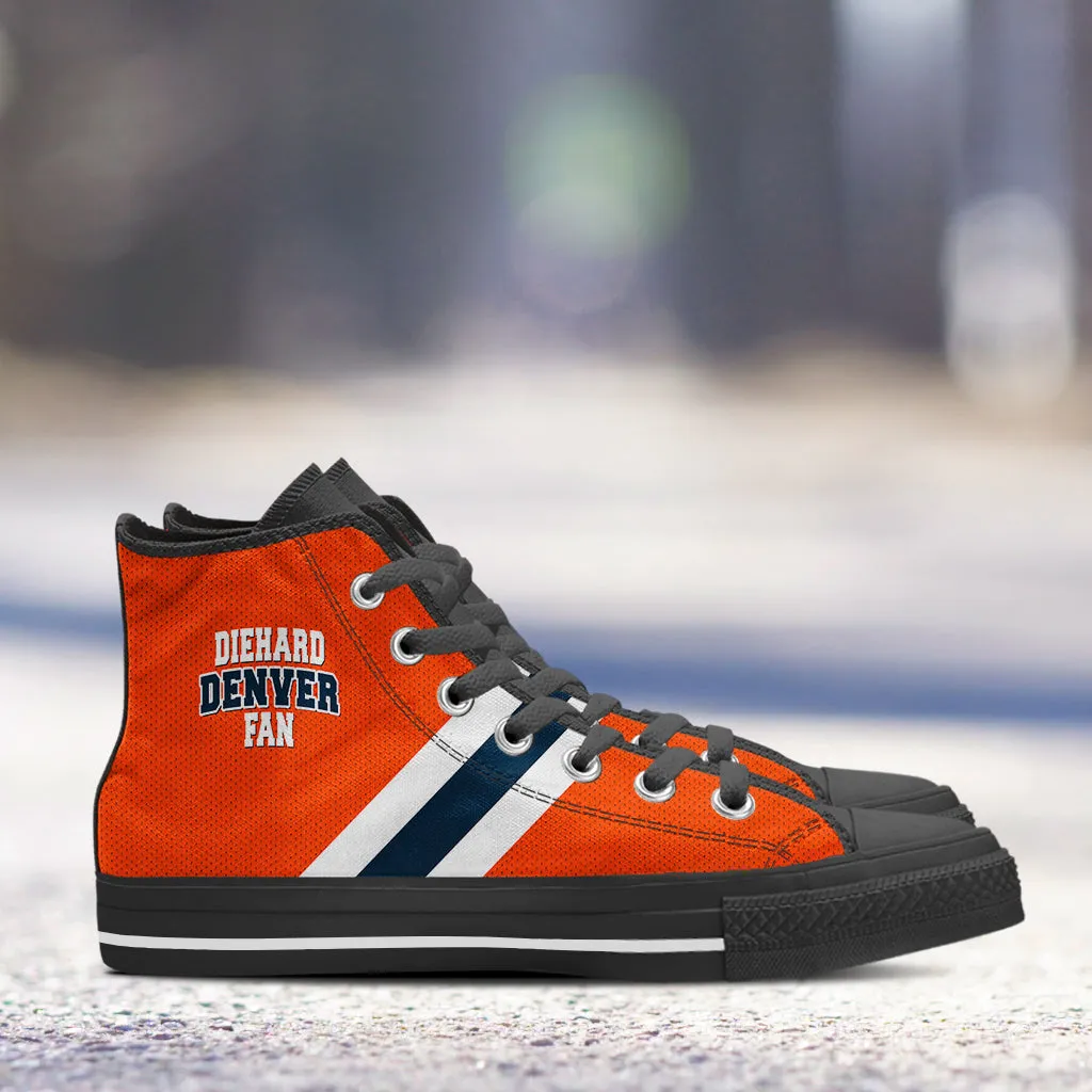 Diehard Denver Fan Sports High Top Shoes Orange Black