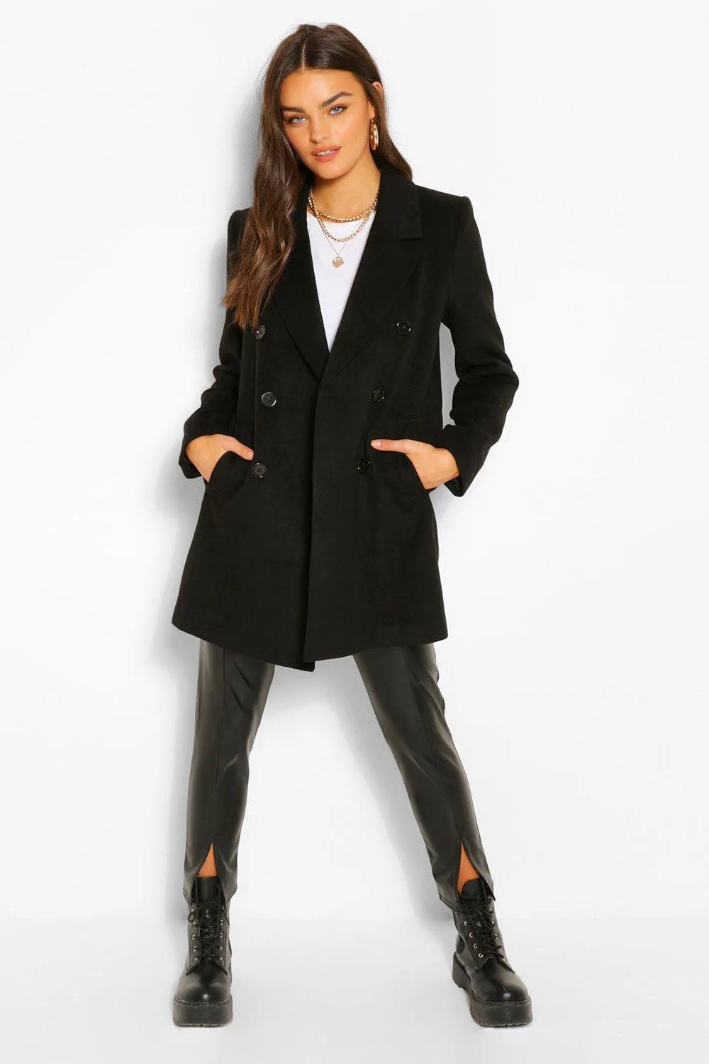 Double Breasted Wool Look Coat