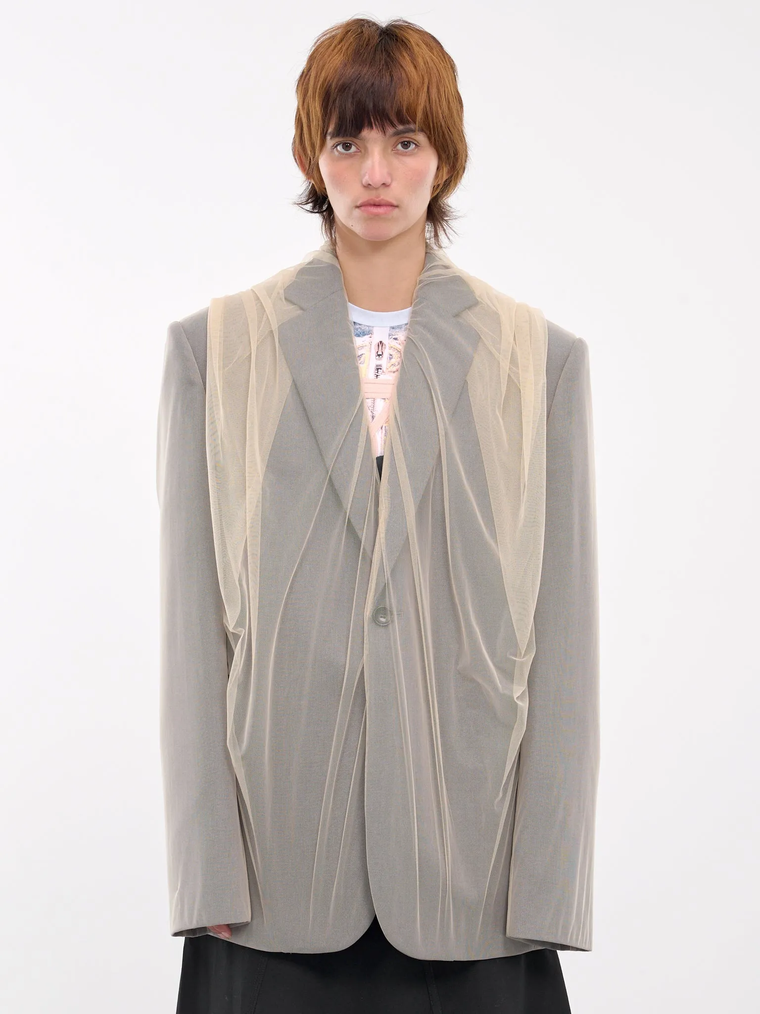 Draped Hood Blazer (201BL006-F546-LIGHT-GREY)