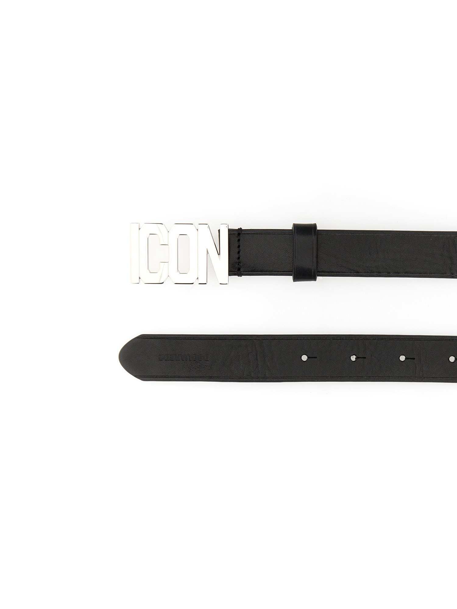 DSQUARED    LEATHER BELT WITH ICON PLAQUE