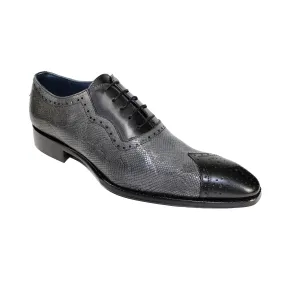 Duca Marino Men's Shoes Black/Grey Calf-Skin Leather/Snake Print Oxfords (D1047)