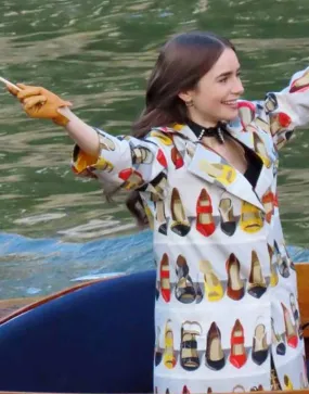 Emily In Paris Emily Trench Coat | Lily Collins Printed Coat