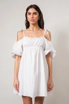 Empire Waist Cold Shoulder Mini Dress