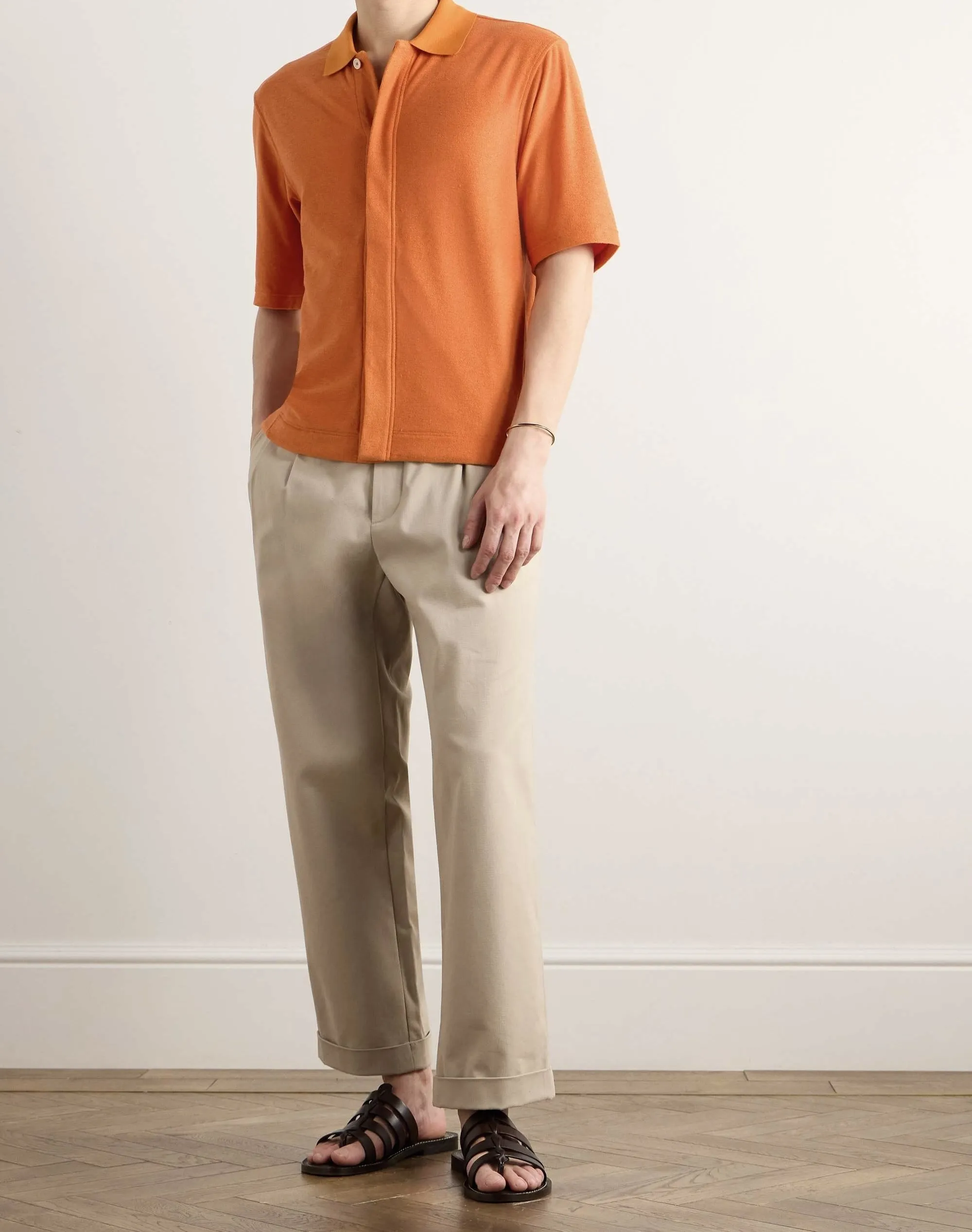 Ermenegildo Zegna  |Silk Plain Cotton Short Sleeves Luxury Shirts