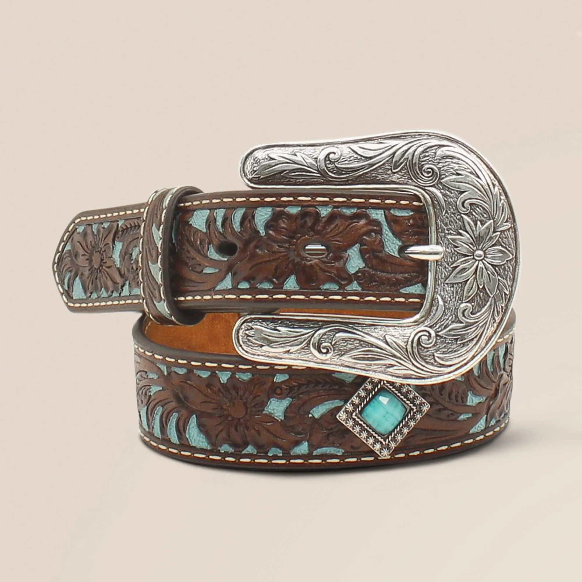 Fancy Tooled Overlay Belt